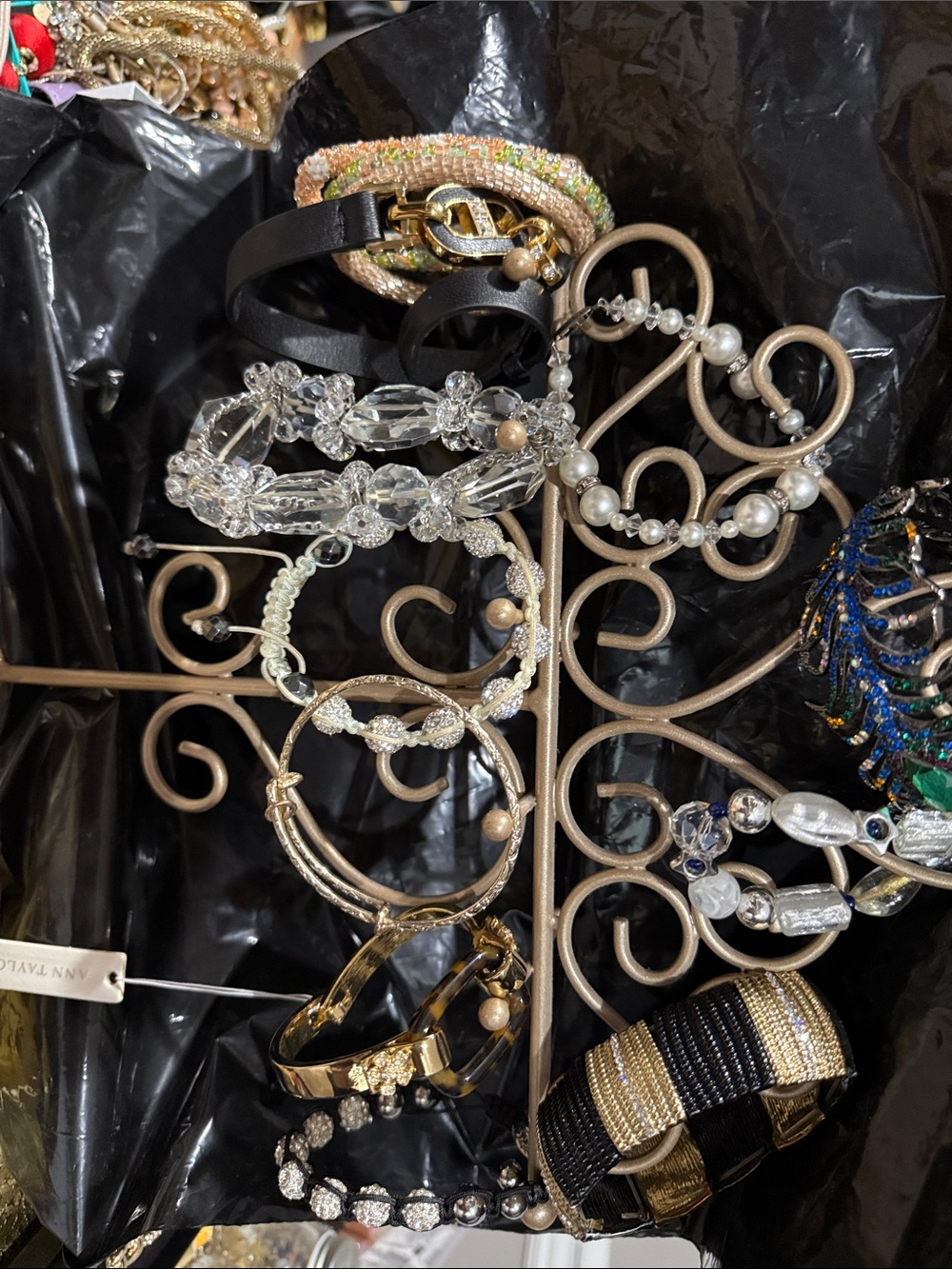 Ann Taylor Gold-Tone Bracelet Display with Mixed Metallics and Crystal Accents - Picture 2 of 2
